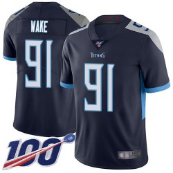 Limited Youth Cameron Wake Navy Blue Home Jersey - #91 Football Tennessee Titans 100th Season Vapor Untouchable