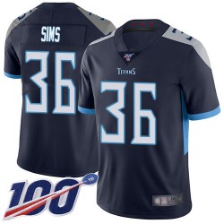 Limited Youth LeShaun Sims Navy Blue Home Jersey - #36 Football Tennessee Titans 100th Season Vapor Untouchable