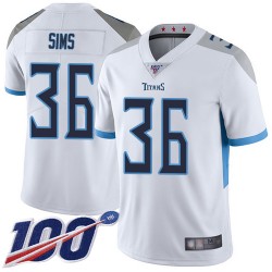 Limited Youth LeShaun Sims White Road Jersey - #36 Football Tennessee Titans 100th Season Vapor Untouchable