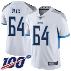 Limited Youth Nate Davis White Road Jersey - #64 Football Tennessee Titans 100th Season Vapor Untouchable