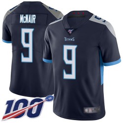 Limited Youth Steve McNair Navy Blue Home Jersey - #9 Football Tennessee Titans 100th Season Vapor Untouchable