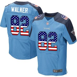 Elite Men's Delanie Walker Light Blue Home Jersey - #82 Football Tennessee Titans USA Flag Fashion