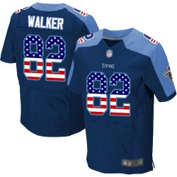 Elite Men's Delanie Walker Navy Blue Alternate Jersey - #82 Football Tennessee Titans USA Flag Fashion