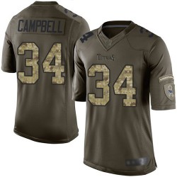Elite Men's Earl Campbell Green Jersey - #34 Football Tennessee Titans Salute to Service