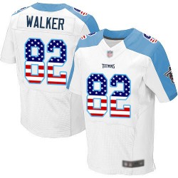 Elite Men's Delanie Walker White Road Jersey - #82 Football Tennessee Titans USA Flag Fashion