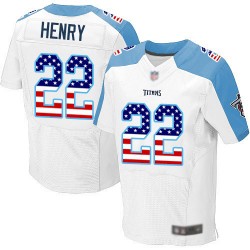 Elite Men's Derrick Henry White Road Jersey - #22 Football Tennessee Titans USA Flag Fashion