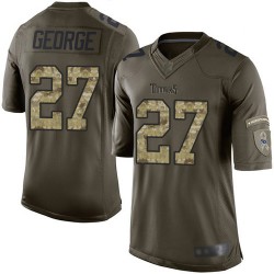 Elite Men's Eddie George Green Jersey - #27 Football Tennessee Titans Salute to Service