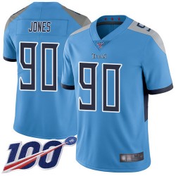 Limited Men's DaQuan Jones Light Blue Alternate Jersey - #90 Football Tennessee Titans 100th Season Vapor Untouchable