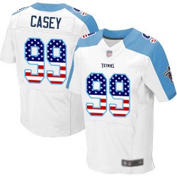 Elite Men's Jurrell Casey White Road Jersey - #99 Football Tennessee Titans USA Flag Fashion