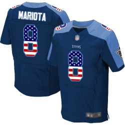Elite Men's Marcus Mariota Navy Blue Alternate Jersey - #8 Football Tennessee Titans USA Flag Fashion