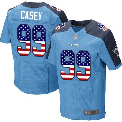 Elite Men's Jurrell Casey Light Blue Home Jersey - #99 Football Tennessee Titans USA Flag Fashion