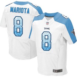 Elite Men's Marcus Mariota White Road Jersey - #8 Football Tennessee Titans Drift Fashion