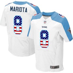 Elite Men's Marcus Mariota White Road Jersey - #8 Football Tennessee Titans USA Flag Fashion