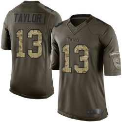 Elite Men's Taywan Taylor Green Jersey - #13 Football Tennessee Titans Salute to Service