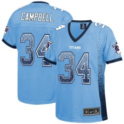 Elite Women's Earl Campbell Light Blue Jersey - #34 Football Tennessee Titans Drift Fashion