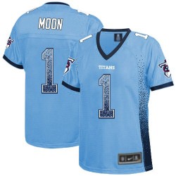 Elite Women's Warren Moon Light Blue Jersey - #1 Football Tennessee Titans Drift Fashion