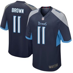 Game Men's A.J. Brown Navy Blue Home Jersey - #11 Football Tennessee Titans
