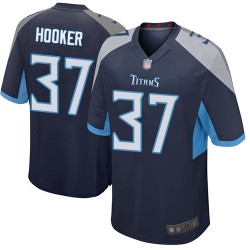 Game Men's Amani Hooker Navy Blue Home Jersey - #37 Football Tennessee Titans