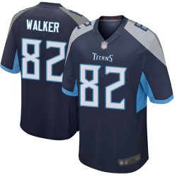 Game Men's Delanie Walker Navy Blue Home Jersey - #82 Football Tennessee Titans