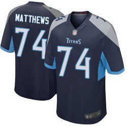 Game Men's Bruce Matthews Navy Blue Home Jersey - #74 Football Tennessee Titans
