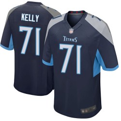 Game Men's Dennis Kelly Navy Blue Home Jersey - #71 Football Tennessee Titans