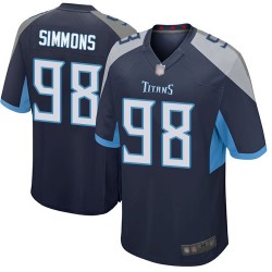 Game Men's Jeffery Simmons Navy Blue Home Jersey - #98 Football Tennessee Titans