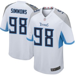 Game Men's Jeffery Simmons White Road Jersey - #98 Football Tennessee Titans