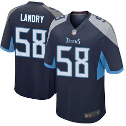 Game Men's Harold Landry Navy Blue Home Jersey - #58 Football Tennessee Titans