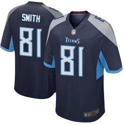 Game Men's Jonnu Smith Navy Blue Home Jersey - #81 Football Tennessee Titans