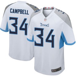 Game Men's Earl Campbell White Road Jersey - #34 Football Tennessee Titans