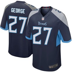Game Men's Eddie George Navy Blue Home Jersey - #27 Football Tennessee Titans