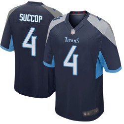 Game Men's Ryan Succop Navy Blue Home Jersey - #4 Football Tennessee Titans