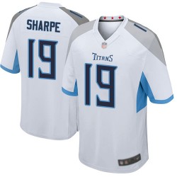 Game Men's Tajae Sharpe White Road Jersey - #19 Football Tennessee Titans