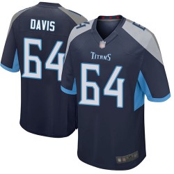Game Men's Nate Davis Navy Blue Home Jersey - #64 Football Tennessee Titans