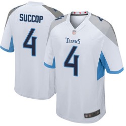 Game Men's Ryan Succop White Road Jersey - #4 Football Tennessee Titans