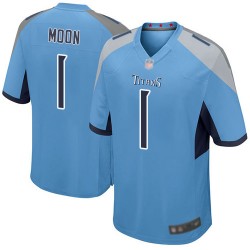 Game Men's Warren Moon Light Blue Alternate Jersey - #1 Football Tennessee Titans