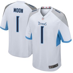 Game Men's Warren Moon White Road Jersey - #1 Football Tennessee Titans